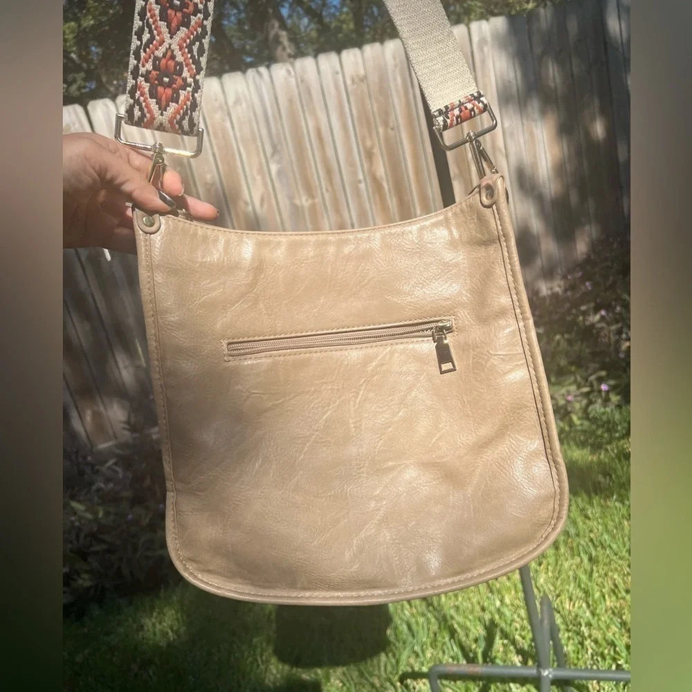 Vegan Leather Crossbody w/ Guitar Style Strap